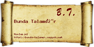 Bunda Talamér névjegykártya